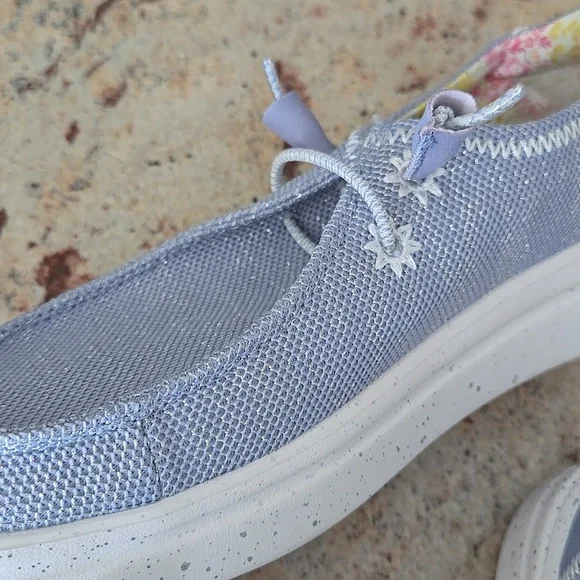 Hey Dude Blue Sparkle Slip-Ons NWOT - Picture 2 of 5